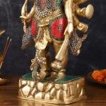 Brass Panch Mukhi Hanuman Statue 17.5" | Intricate Stonework | 12 kg Superfine Standing Idol | 8.5" Width, 4.5" Depth | Divine Presence for Spiritual Ambiance